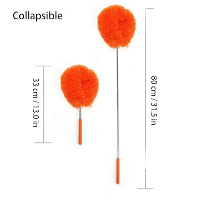 Duster Mop with Extension,Dust Mop Reusable Fan Cleaning Tool for Home, Car, Office, Blades, Windows, Glass Furniture,Orange - color: Orange