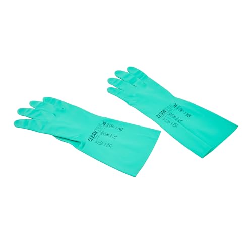Restaurantware-Clean Tek Professional 15 Mil Small Cleaning Gloves, 1 Pair Of Long Cuff Gloves - Flock Lining, No-Powder, Green Nitrile Chemical Tolerant Gloves, No-Latex, Heavy-Duty Tasks - color: Green, size: Small