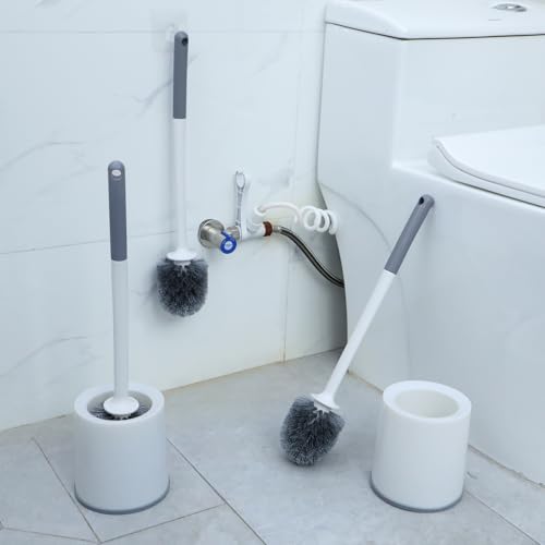 Patelai 6 Pack 18.12 Inch Toilet Bowl Brush and Holder for Bathroom Toilet Bowl Brush Scrubber with Caddy Set for Deep Cleaning (White)