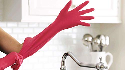 Casabella Premium Waterblock Cleaning Gloves - 6 Pair (12 Gloves) Pink - (Medium) - size: Medium (Pack of 12)