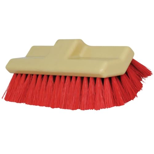 Soro Essentials- 10" Multi-Angle Floor Scrub Brush Head Only with 0.6mm Red Synthetic Bristles-Household Cleaning Brushes Stiff Bristle Floor Scrubber for Cleaning Shower Bathroom Garage Kitchen Wall