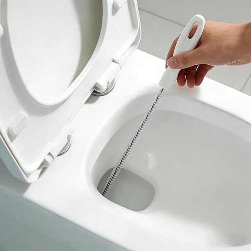Drain Snake Cleaner Brush Flexible Pipe Clog Remover Tool for Sink Shower Bathtub Reusable Hair and Debris Cleaning Accessory (White) - color: White