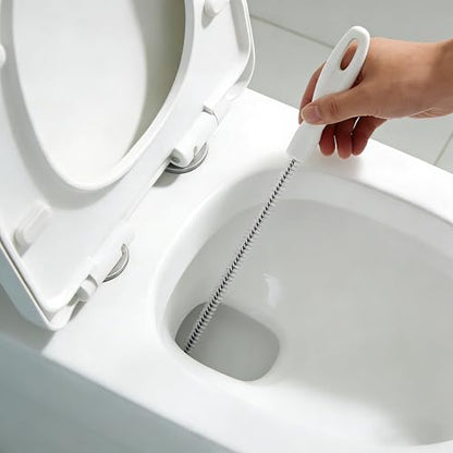 Drain Snake Cleaner Brush Flexible Pipe Clog Remover Tool for Sink Shower Bathtub Reusable Hair and Debris Cleaning Accessory (White) - color: White