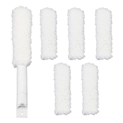 Blind Cleaner Duster Tool with 6 Refills, 5 in 1 Washable Microfiber Fan Cleaning Brush Reusable Feather Duster for Window Blind, Ceiling Fan, Crevice, Track, Gap