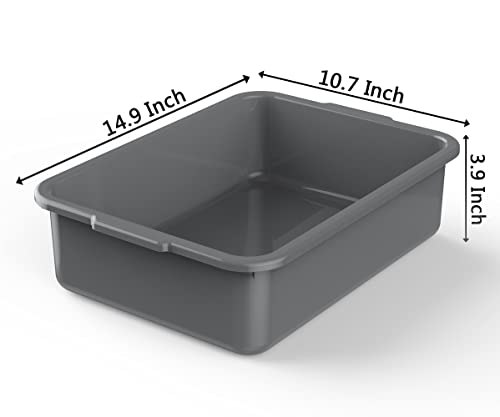 5-Pack Commercial Bus Tubs Box/Tote Box, Plastic Storage with Handles, Wash Basin Tub 8 Liter (Gray) - color: Grey, size: 8 Liter-Grey