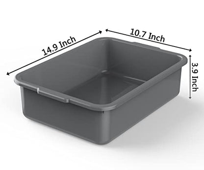 5-Pack Commercial Bus Tubs Box/Tote Box, Plastic Storage with Handles, Wash Basin Tub 8 Liter (Gray) - color: Grey, size: 8 Liter-Grey