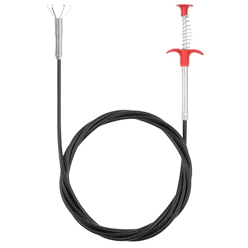 Drain Snake Auger with 4-Claw Grabber, Manual Sink Unclogger Tool, Flexible Cable for Kitchen, Bathroom Floor Drains & Pipes, Food & Hair Clog Remover (62 Inches) - style: 62 INCHES