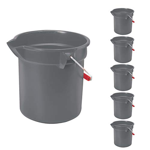 Rubbermaid Commercial Products 14 Qt Brute Heavy-Duty, Corrosive-Resistant, Round Bucket, Gray (6-Pack) - color: Gray, size: 3.5 Gallon, style: Multi Pack