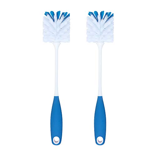 2 Pack Long Handle Bottle Scrubbing Brushes, Water Bottle Cleaner for Washing Glasswares, Wine Decanter, Hydro Flask Tumbler, Sinks, Food Jars - color: Blue