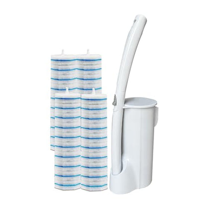 40 Disposable Toilet Brush Replacement Pads, Wall Mounted Toilet Holder Set Toilet Cleaning System Starter Kit, Toilet Stick Pads (White) - color: White