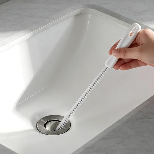 Drain Snake Cleaner Brush Flexible Pipe Clog Remover Tool for Sink Shower Bathtub Reusable Hair and Debris Cleaning Accessory (White) - color: White