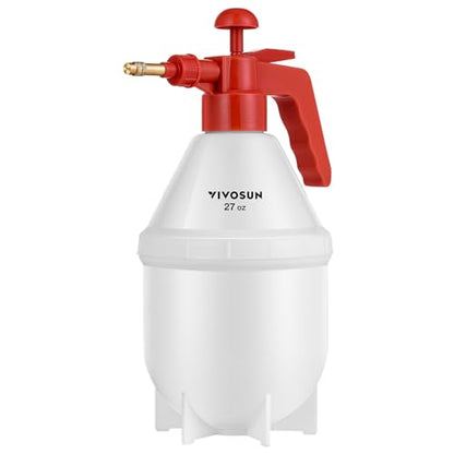 VIVOSUN 27oz Pump Sprayer, Handheld Garden Water Sprayer Bottle with Adjustable Brass Nozzle, for Spraying Plants, Flowers, Weeds and Cleaning, Red - color: Red, size: 27oz