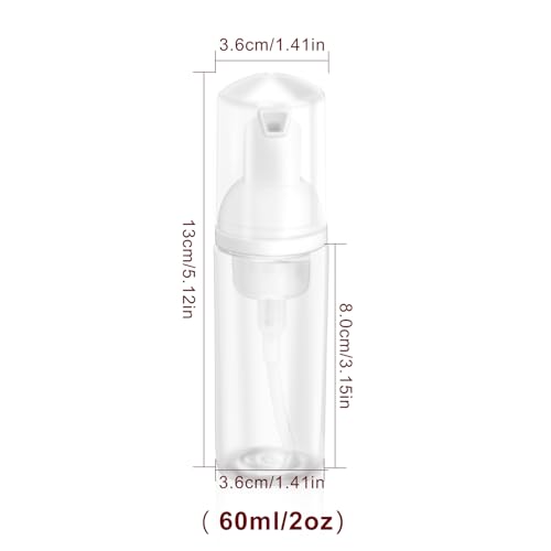 2oz Plastic Foam Pump Bottle, Empty Bottle Travel Foaming Dispenser for Hand Soap, Shampoo (2Pcs, 60ml) - color: Clear