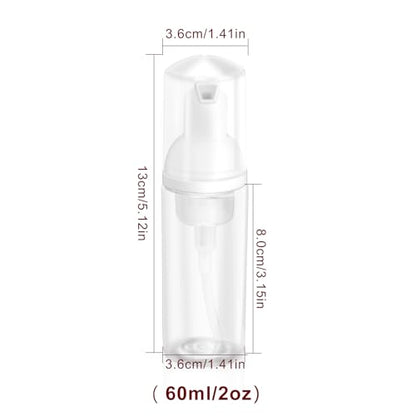 2oz Plastic Foam Pump Bottle, Empty Bottle Travel Foaming Dispenser for Hand Soap, Shampoo (2Pcs, 60ml) - color: Clear