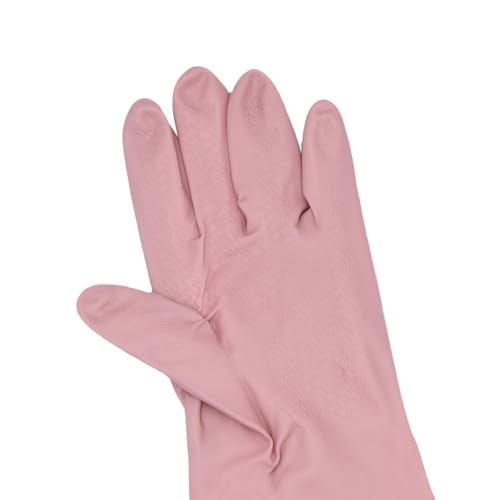 RARITYUS Household Kitchen Cleaning Gloves Waterproof Cotton Lined Dishwashing Non-Slip Long Cuff Gloves - color: Pink (Length 19.29'')