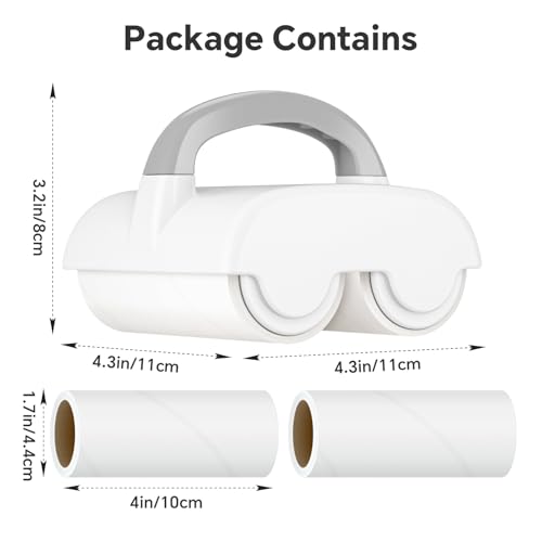 NiHome Dual Lint Remover Roller & 4 Refills, Strong Adhesive for Pet Hair, Dust, Lint Removal on Clothes, Furniture, Bedding, Curtains, Car Seats, 90 Sheets/Roll, Easy Tear & Replace for Travel, Home