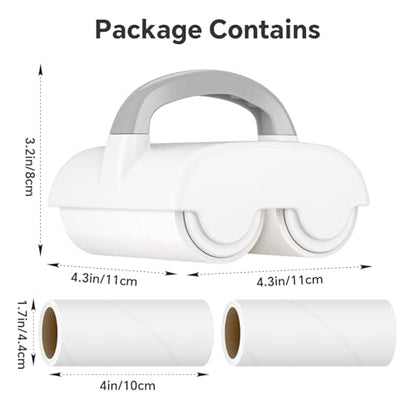 NiHome Dual Lint Remover Roller & 4 Refills, Strong Adhesive for Pet Hair, Dust, Lint Removal on Clothes, Furniture, Bedding, Curtains, Car Seats, 90 Sheets/Roll, Easy Tear & Replace for Travel, Home