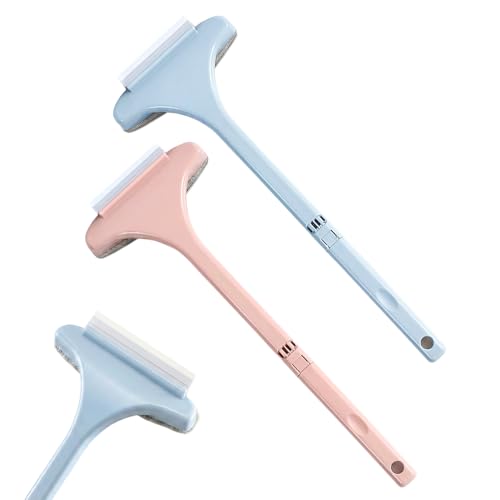 2 in 1 Window Screen Glass Cleaning Tool, 2026 New Window Squeegee with Brush Portable Wet Dry Cleaning Brush, Multi Purpose Cleaning Brush for Patio Door Porch Screens (Blue+Pink) - color: Blue+pink