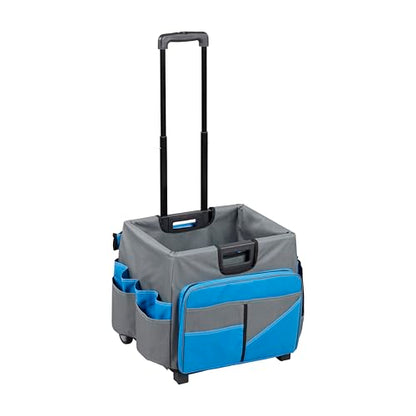 ECR4Kids Universal Rolling Cart with Canvas Organizer Bag, Mobile Storage, Blue/Grey - color: Blue