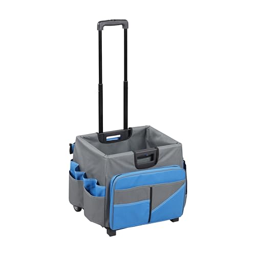 ECR4Kids Universal Rolling Cart with Canvas Organizer Bag, Mobile Storage, Blue/Grey - color: Blue