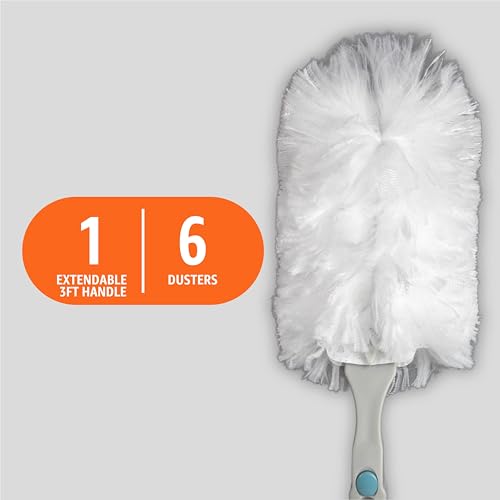 Amazon Basics 360° Heavy Duty Duster Kit with Extendable Handle and 6 Microfiber Plumes Refills for Pet Hair - style: Duster Kit