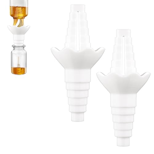 2 Pack Last Drop Universal Bottle Emptying Kit Transfer Connector for Soap, Lotion, Shampoo, Conditioner, and Kitchen,and Bathroom Use Reusable Bottle Funnel Adapter (White) - color: White