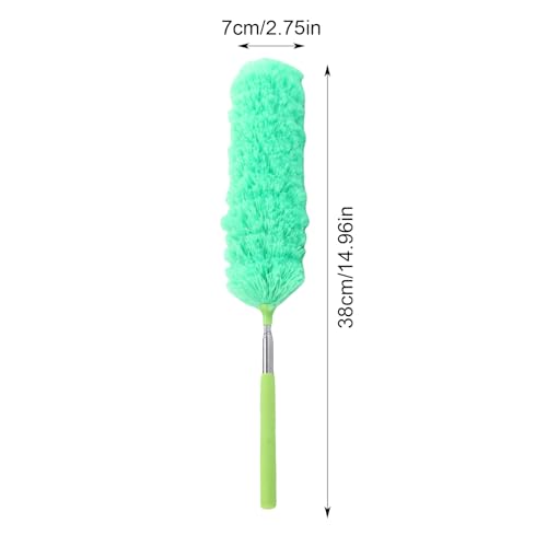 Extendable Feathers Duster Bendable Microfiber Long Handled Duster, Flexible Hand Cobweb Cleaner with Telescoping Pole for Cleaning High Ceiling Fans, Cars, Blinds, Cobweb, Furniture - color: Green