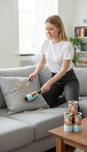 YOLETTE Hair Lint Roller, Reusable Sticky Roller with Refills for Furniture, Clothes and Carpet