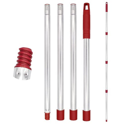 4-Section Spin Mop Handle Replacement, 30 to 58 inch Stainless Steel Handle Easy Install, Resistant to Deformation, American Threaded Joint, Compatible with O-Ceda Spin Mop Easy Wring Spin Mop Head