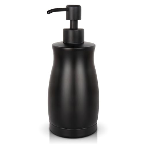 304 Stainless Steel Soap Dispenser Modern Rust-Proof Liquid Soap Pump Bottle for Kitchen or Bathroom Countertop Hand Dish Lotion Leak-Proof 13.5oz (Black) - color: Black