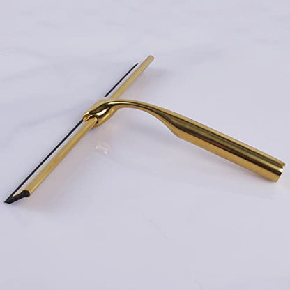 Stainless Steel Glass Window Squeegee with Non-Slip Blade Handle for Bathroom, Mirror, Car Glass and More - Gold