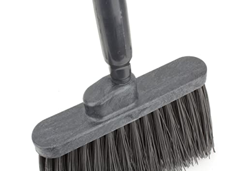 SPARTA 41083EC03 Plastic Color Coded Broom, Unflagged Bristles, Long Broom With Angled Head For Small Debris Cleaning, 56 Inches, Black - color: Black
