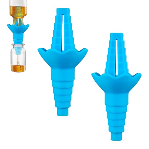 2 Pack Last Drop Universal Bottle Emptying Kit Transfer Connector for Soap, Lotion, Shampoo, Conditioner, and Kitchen,and Bathroom Use Reusable Bottle Funnel Adapter (Blue) - color: Blue