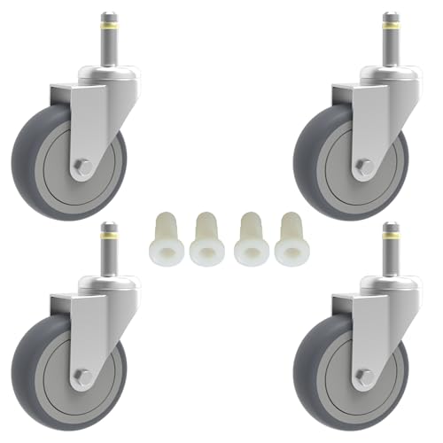 RILIDRI 3-Inch Swivel Stem Caster, 7/16-Inch Stem Diameter Rubber Wheel, Heavy Duty TPR Replacement Wheels for Rubbermaid Mop Bucket Cart Grill Casters - 4 Pack - style: 3 Inch-175LB (No Brakes)
