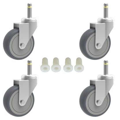 RILIDRI 3-Inch Swivel Stem Caster, 7/16-Inch Stem Diameter Rubber Wheel, Heavy Duty TPR Replacement Wheels for Rubbermaid Mop Bucket Cart Grill Casters - 4 Pack - style: 3 Inch-175LB (No Brakes)