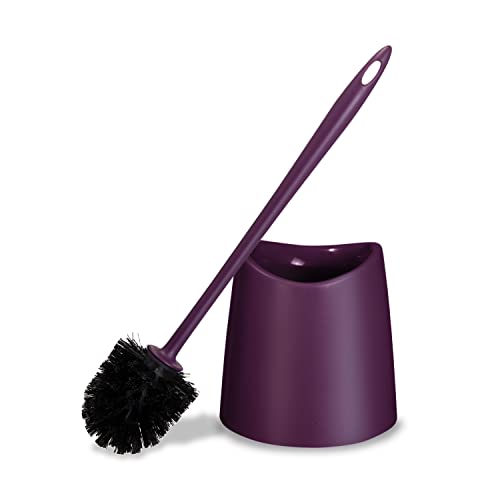 Toilet Brush Cleaner and Holder Purple Toilet Bowl Cleaner Brush with Scrubbing Wand, Brush and Storage Caddy for Easy Bathroom Cleaning - color: Purple, size: 1 Pack