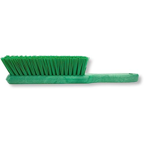 SPARTA 8 Inch Soft Counter Brush with Polyester Bristles and 5 Inch Handle, Color Coded Handheld Broom for Tables Countertops and Foodservice Surfaces, 13 Inch Overall Length, Green - color: Green