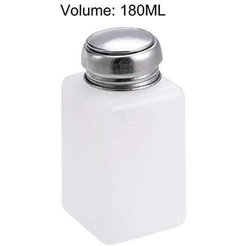 2 Pcs Push Down Liquid Pump Dispenser,180ML Empty Press Pumping Dispenser Bottle Container, for Storing Liquid Alcohol Makeup Nail Polish Remover