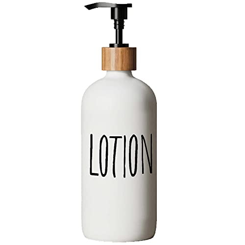 Glass Lotion Dispenser,Refillable Matte Black Hand Lotion Dispenser Suitable for Bedroom,Body or Hand Lotion Bottle Rustic Bedroom Decor - color: White-lotion
