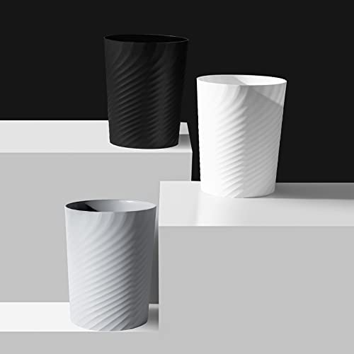 UUJOLY Bathroom Small Trash Can with Trash Bag Plastic Garbage Can Round Waste Basket for Bathrooms, Laundry Room, Kitchens, Offices, Kids Rooms, Dorms, 1.8 Gallons, 3 Pack (Black) - color: Black