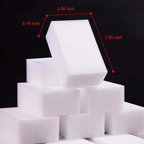 100 Pack Magic Sponge Eraser Extra Thick and Long Lasting Melamine Cleaning Sponges in Bulk - Multi Surface Power Scrubber Foam Cleaning Pads - Bathtub, Floor, Baseboard, Bathroom, Wall Cleaner - size: 100 Count (Pack of 1)