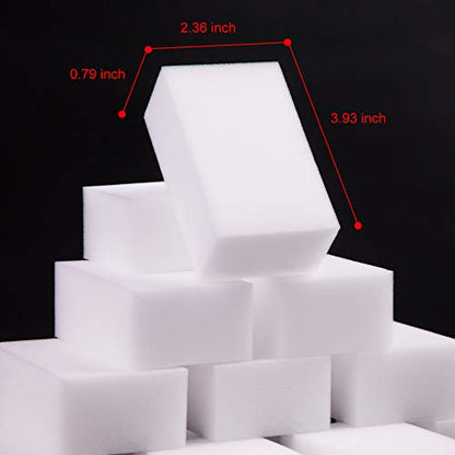 100 Pack Magic Sponge Eraser Extra Thick and Long Lasting Melamine Cleaning Sponges in Bulk - Multi Surface Power Scrubber Foam Cleaning Pads - Bathtub, Floor, Baseboard, Bathroom, Wall Cleaner - size: 100 Count (Pack of 1)