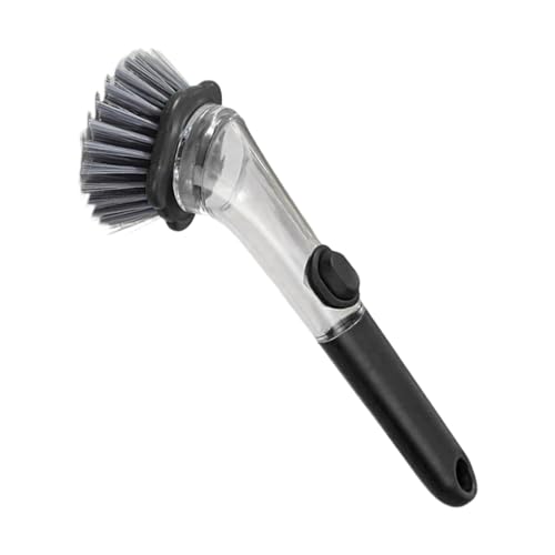 Soap Dispensing Dish Brush | Handheld Non Slip Cleaner - Kitchen Dish Brush,for Pots Stoves Pans Kitchen Home Dorm Appliances Dishwashing - color: Black