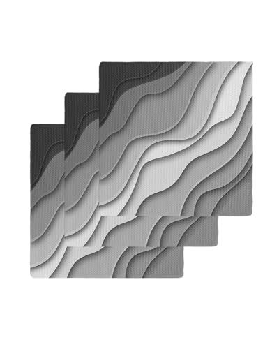 Abstract Geometric Art Dish Towels Set,Waffle Weave Kitchen Towels 3 Pieces,Hair Face Bath Tea Towel Absorbent Quick Drying Cleaning Dish Cloths,Modern Ombre Grey White Ocean Seawaves 12"x12" - color: Black, size: 3PCS,12"x12"