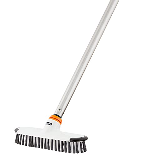 Superio Deck Scrub Brush with Long Handle, Heavy Duty Stiff Bristles Grout Scrubber with Scraper - Cleans Hot Tub, Swimming Pool, Granite Tiles, Bathroom, Patio, Kitchen, Wall and Deck (48 Inches) - size: 48 Inches