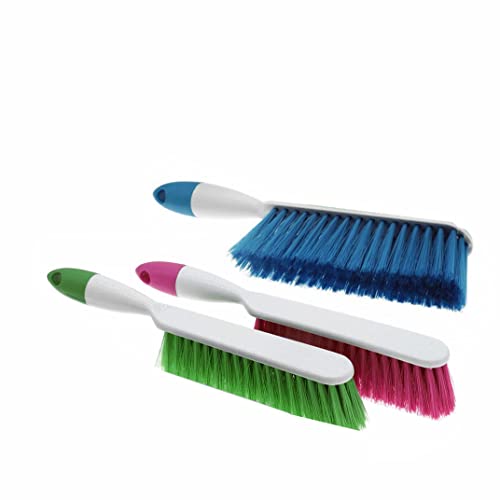 Soft Bristle Bed Sheets Sweeping Cleaning Brush with Long Hand, Counter Duster for Debris Hair Remover Desk Quilt Sofa Furniture, 3 Pack