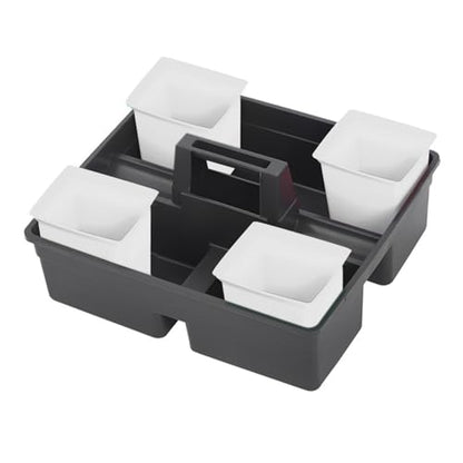 Hemobllo Portable Plastic Cleaning Caddy Compact Organizer Bin with Integrated Tool Bar for Hotel Housekeeping and Household Use Easy to Clean Sturdy Construction White - color: White