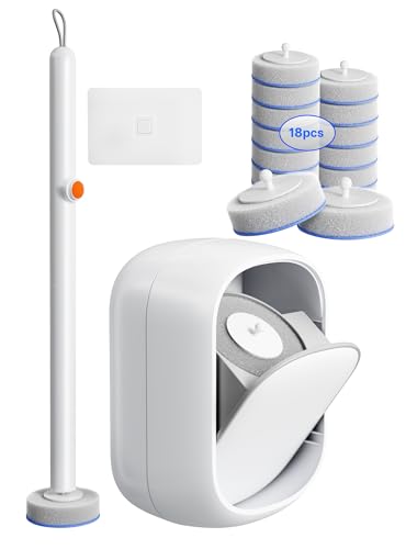 Disposable Toilet Cleaning System - Toilet Wand Kit with 18 High-Performance Refills, Wall Mounted Brush and Holder for Deep Cleaning Bathroom (Brush + 18 Refills) - size: Toilet Brush + 18 Refills