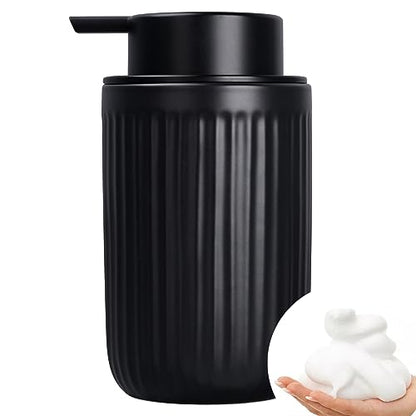 BosilunLife Foam Hand Soap Dispenser - Ceramic Black Foaming Soap Dispenser for Bathroom 12oz Refillable Liquid Lotion Soap Dispenser with Rust-Proof foaming Pump for Countertop - color: Black Foam Pump