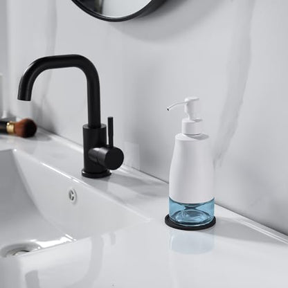 Gaussra White Soap Dispenser with Coaster and Stickers, Stainless Steel and Glass Bottle Hand Pump Dispenser, Refillable Liquid Hand Soap Dispenser for Bathroom & Kitchen (11OZ / 320ML) - color: White